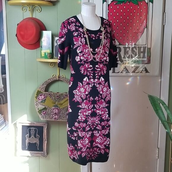 Adrianna Papell ⭐ Knit Floral Dress Med - Picture 1 of 11